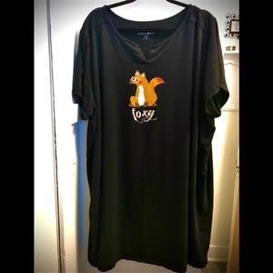 Soft Black Nightgown Long T-shirt Plus Size